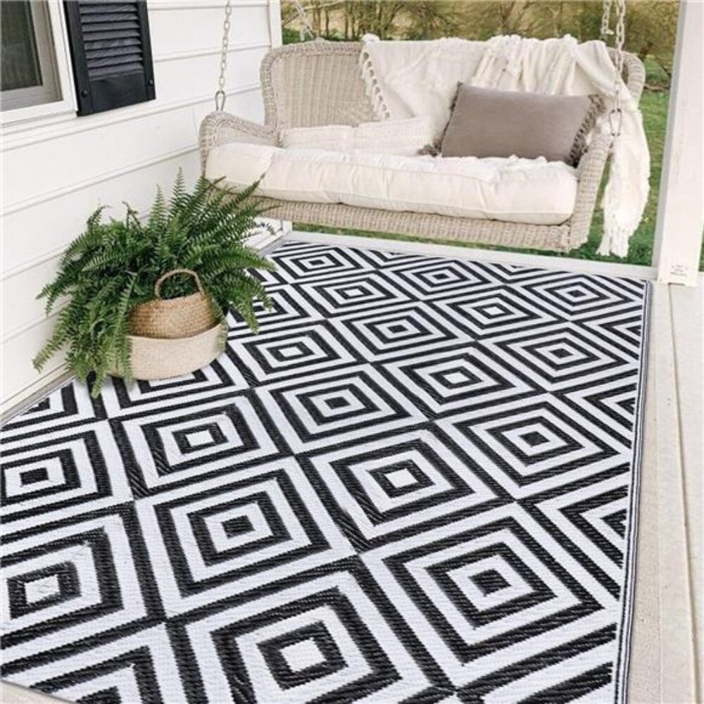 Reversible Mats for Outdoor Patio, Plastic Straw Modern Area Rug, Floor Mat